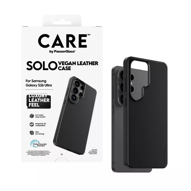 Capa PanzerGlass CARE Solo para Samsung Galaxy S26 Ultra, preta, compatível com Qi