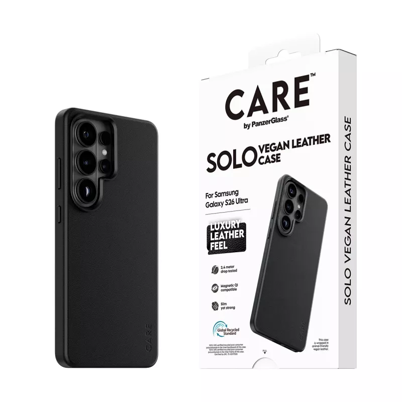 Capa PanzerGlass CARE Solo para Samsung Galaxy S26 Ultra, preta, compatível com Qi