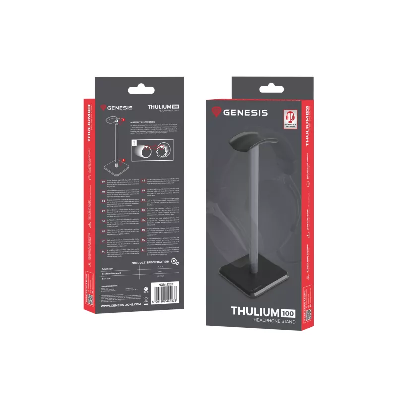 Suporte para auscultadores GENESIS NGM-2232 ABS alumínio TPU preto cinzento