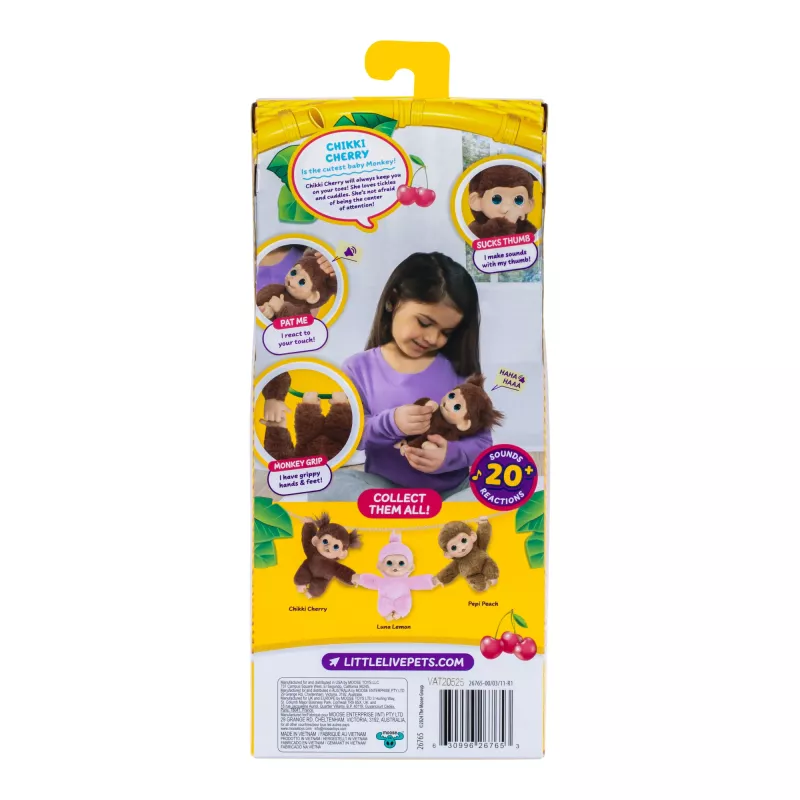 Moose Toys Little Live Pets My Baby Monkey 'Chikki Cherry', menino/menina, 2 ano(s), com som