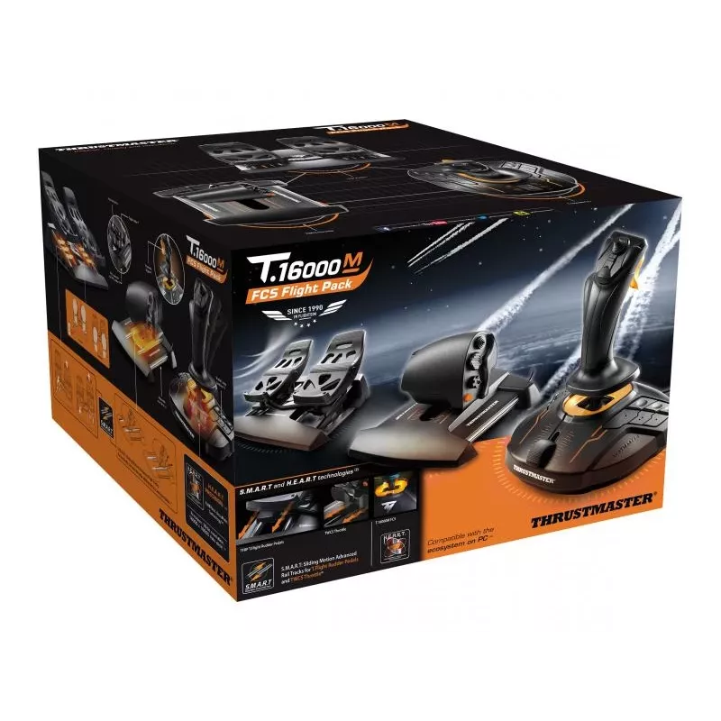 Joystick Thrustmaster T-16000M FCS Flight Pack preto USB analógico/digital MAC, PC