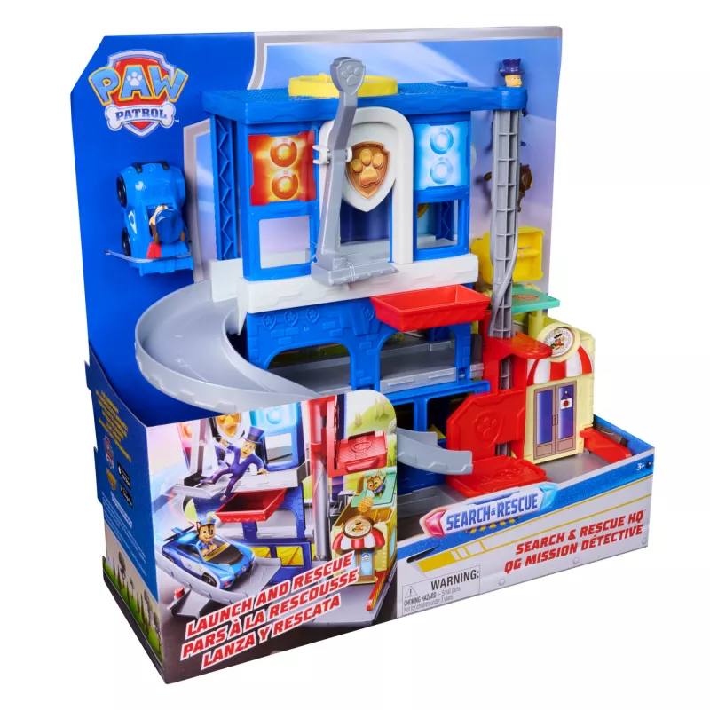 PAW Patrol: Pup Squad, Search & Rescue HQ conjunto de brincar com Chase Pup Squad Racer, figura de ação Humdinger e Kitty Pal, brinquedo para meninos e meninas a partir dos 3 anos