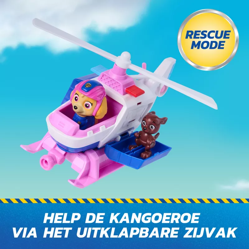 PAW Patrol: Search & Rescue, helicóptero de resgate Skye com 2 figuras, helicóptero de brincar com função de retrocesso, brinquedo infantil para meninos e meninas a partir dos 3 anos