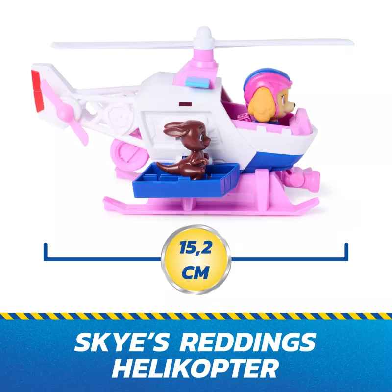 PAW Patrol: Search & Rescue, helicóptero de resgate Skye com 2 figuras, helicóptero de brincar com função de retrocesso, brinquedo infantil para meninos e meninas a partir dos 3 anos