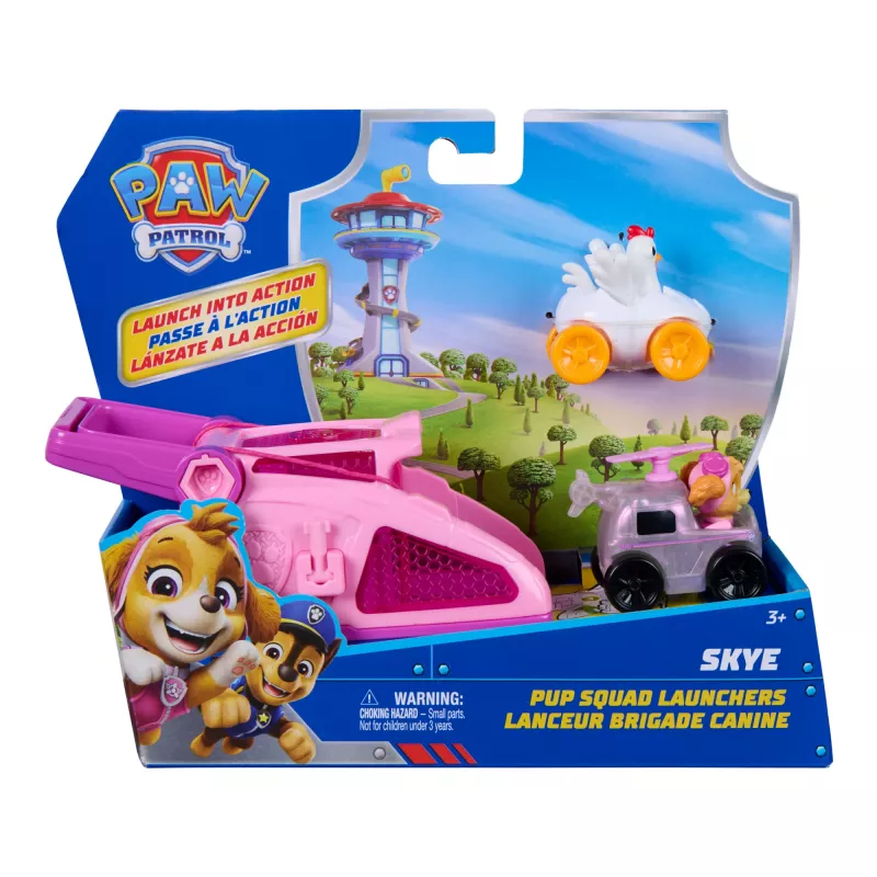 PAW Patrol Skye Pup Squad Lançadores com veículo Chickaletta pack de 2, brinquedo para meninos e meninas a partir dos 3 anos