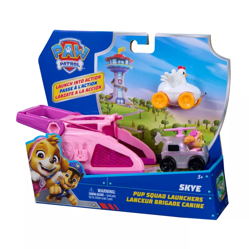 PAW Patrol Skye Pup Squad Lançadores com veículo Chickaletta pack de 2, brinquedo para meninos e meninas a partir dos 3 anos