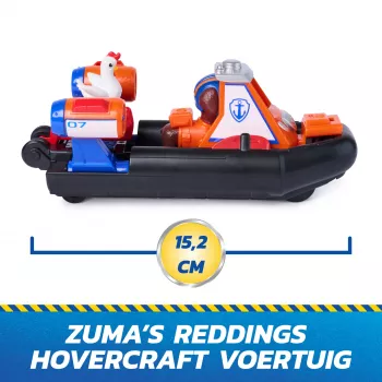 PAW Patrol: Search & Rescue, Zuma Rescue Hovercraft veículo aquático com 2 figuras, barco de brincar com ação de retrocesso, brinquedo infantil para meninos e meninas a partir dos 3 anos