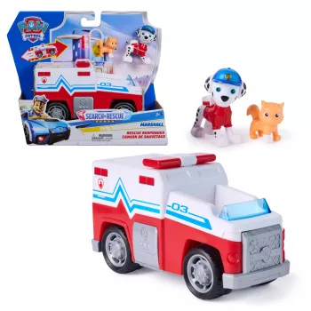 PAW Patrol: Search & Rescue, veículo Marshall Rescue Responder com 2 figuras, camião de brincar com ação de retrocesso, brinquedo para meninos e meninas a partir dos 3 anos