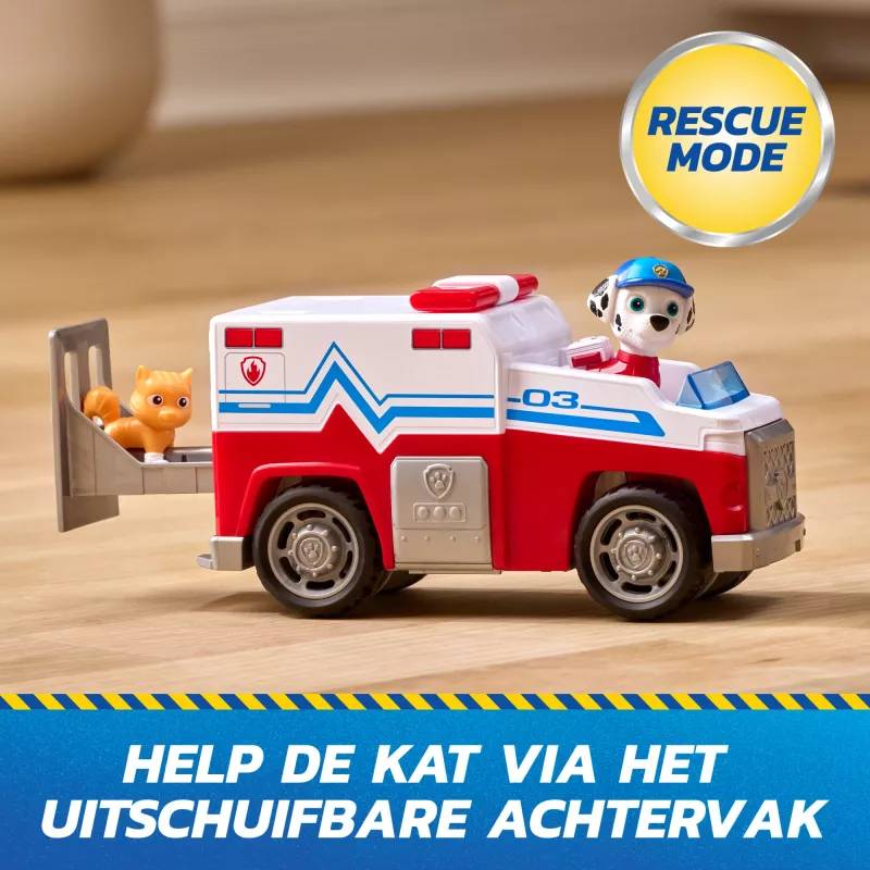 PAW Patrol: Search & Rescue, veículo Marshall Rescue Responder com 2 figuras, camião de brincar com ação de retrocesso, brinquedo para meninos e meninas a partir dos 3 anos