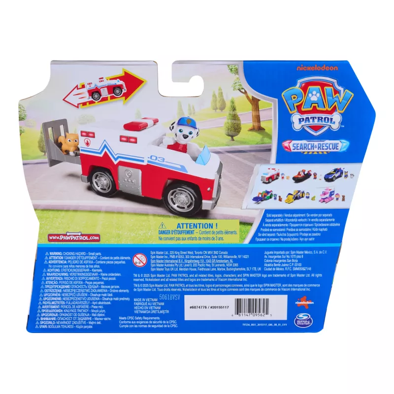 PAW Patrol: Search & Rescue, veículo Marshall Rescue Responder com 2 figuras, camião de brincar com ação de retrocesso, brinquedo para meninos e meninas a partir dos 3 anos