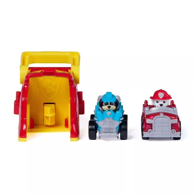 PAW Patrol Marshall Pup Squad Lançadores com veículo Rex pack de 2, brinquedo infantil para meninos e meninas a partir dos 3 anos