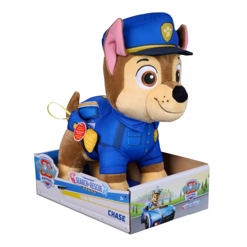 PAW Patrol: Search and Rescue Chase, peluche com acessório de lanterna, brinquedo pré-escolar, brinquedo para meninos e meninas, a partir de 3 anos, 25,4 cm