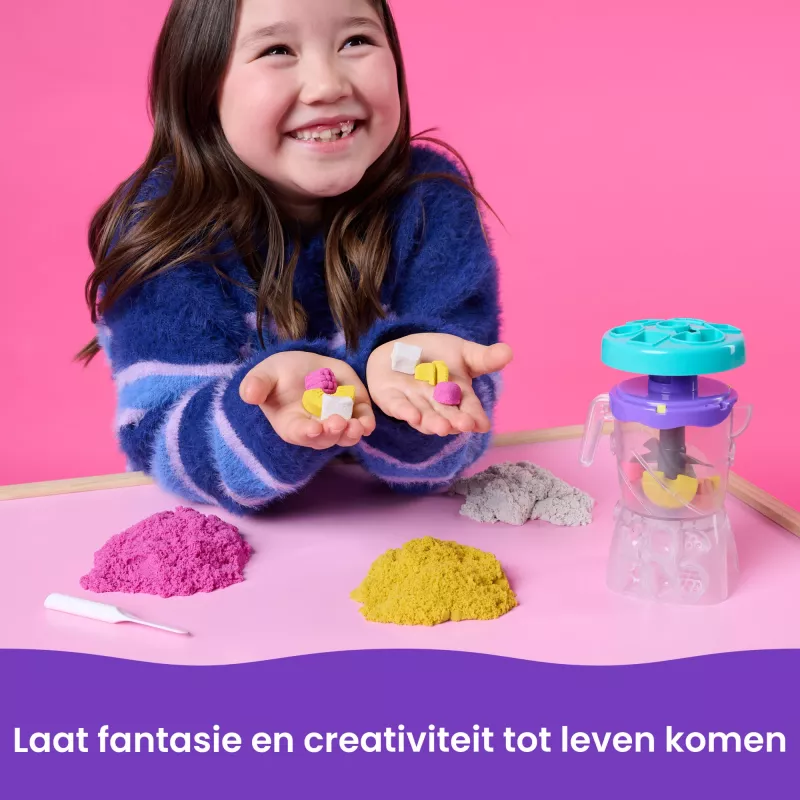 Kinetic Sand, conjunto de brincar Smoothie-Mixer, recheio de cesto de Páscoa, inclui 14 oz de areia de brincar moldável, ferramentas e molde de gelado no pau, brinquedo de comida de brincar