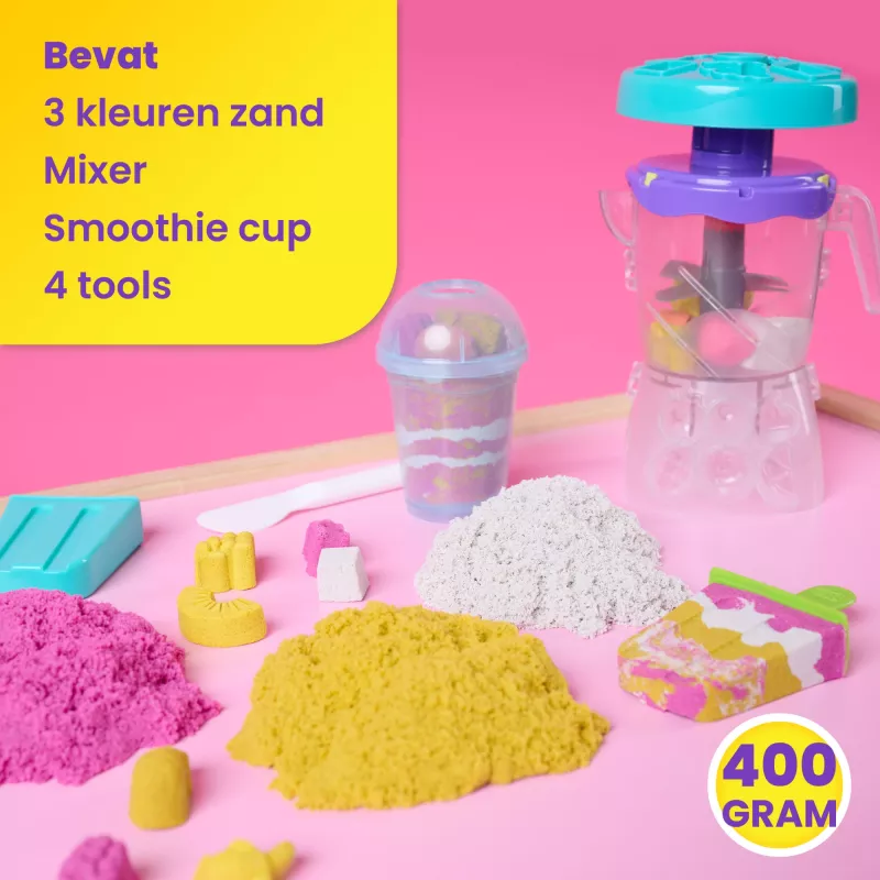 Kinetic Sand, conjunto de brincar Smoothie-Mixer, recheio de cesto de Páscoa, inclui 14 oz de areia de brincar moldável, ferramentas e molde de gelado no pau, brinquedo de comida de brincar