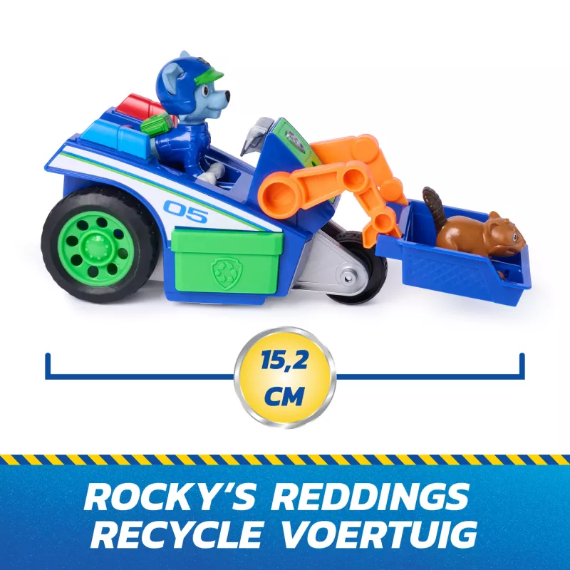 PAW Patrol: Search & Rescue, veículo Rocky Rescue Recycler com 2 figuras, carro de brincar com ação de retrocesso, brinquedo infantil para meninos e meninas a partir dos 3 anos