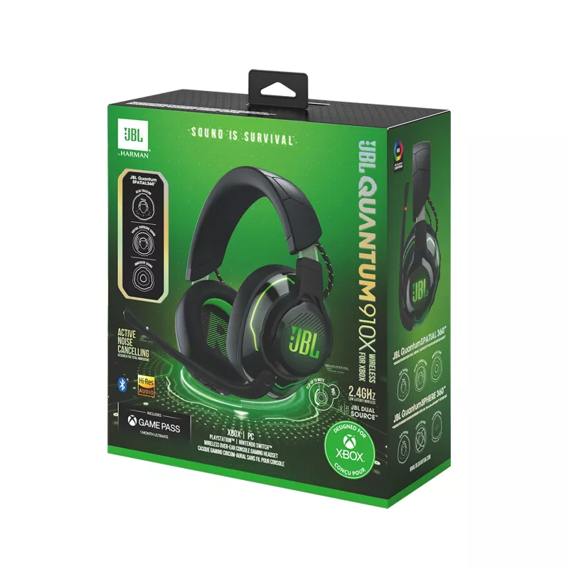 JBL Quantum 910X headset com fios e sem fios arco de cabeça gaming USB Type-C Bluetooth preto, verde