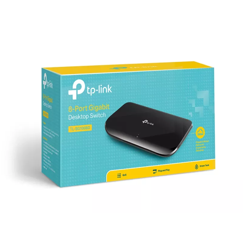 TP-Link switch de rede de secretária 8 portas Gigabit, Unmanaged, Gigabit Ethernet (10/100/1000), montagem na parede possível