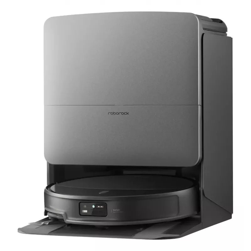 Robô aspirador Roborock SAROS 20X — redondo, depósito de pó 0,259 L, 6400 mAh, 200 min de autonomia, base com 2,5 L de pó, limpeza com esfregona, preto