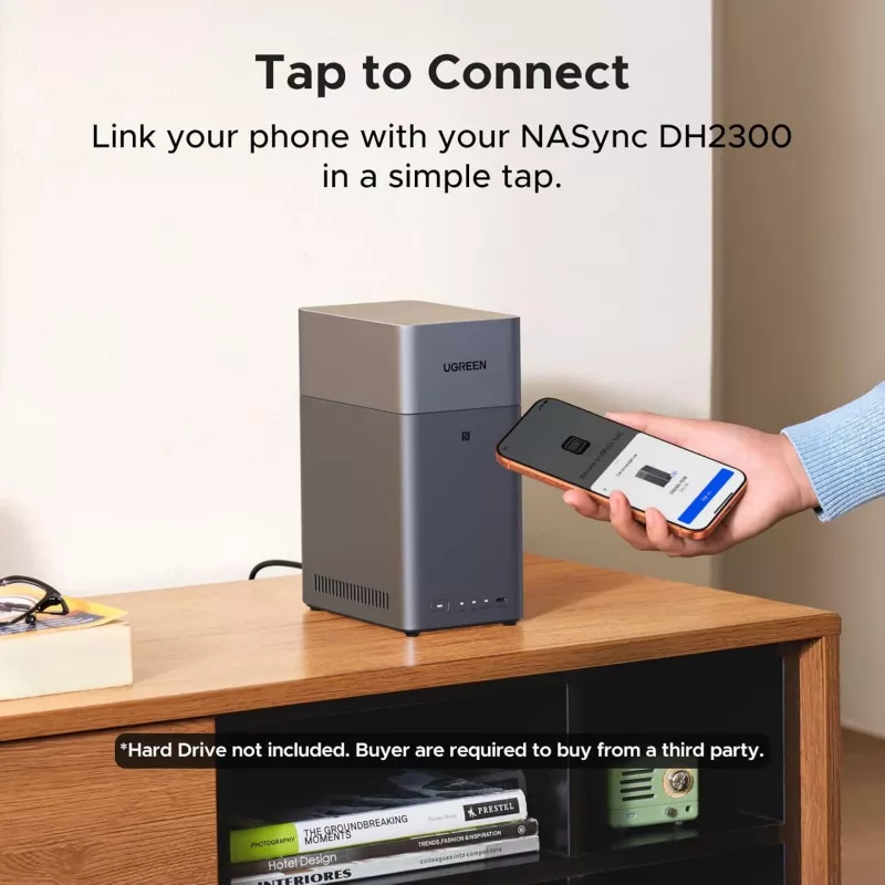 Armazenamento em rede UGREEN NASync DH2300 — Rockchip A76/A55 2,2 GHz, 4 GB RAM, 2x SATA, 1x GbE, 2x USB 3.2, USB-C, HDMI