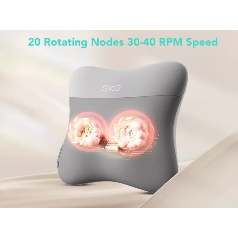 Almofada de massagem SKG VS500 – massagem por amassamento, alimentado por bateria 10 W, bateria integrada, Cinzento
