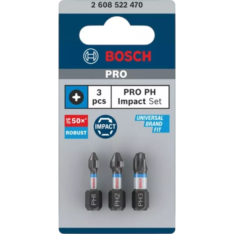 Conjunto de pontas de chave de fendas Bosch Phillips 3 peças 2608522470
