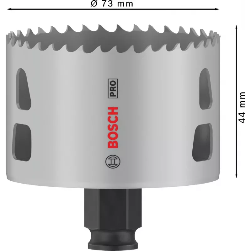 Bosch PRO Multi Material PC Plus, 44/73 mm, Individual, Broca, Pladur, Metal, Metais não ferrosos, Plástico, Madeira macia, Preto, Cinzento, Aço cobalto, Aço rápido liga de cobalto (HSS-Co)