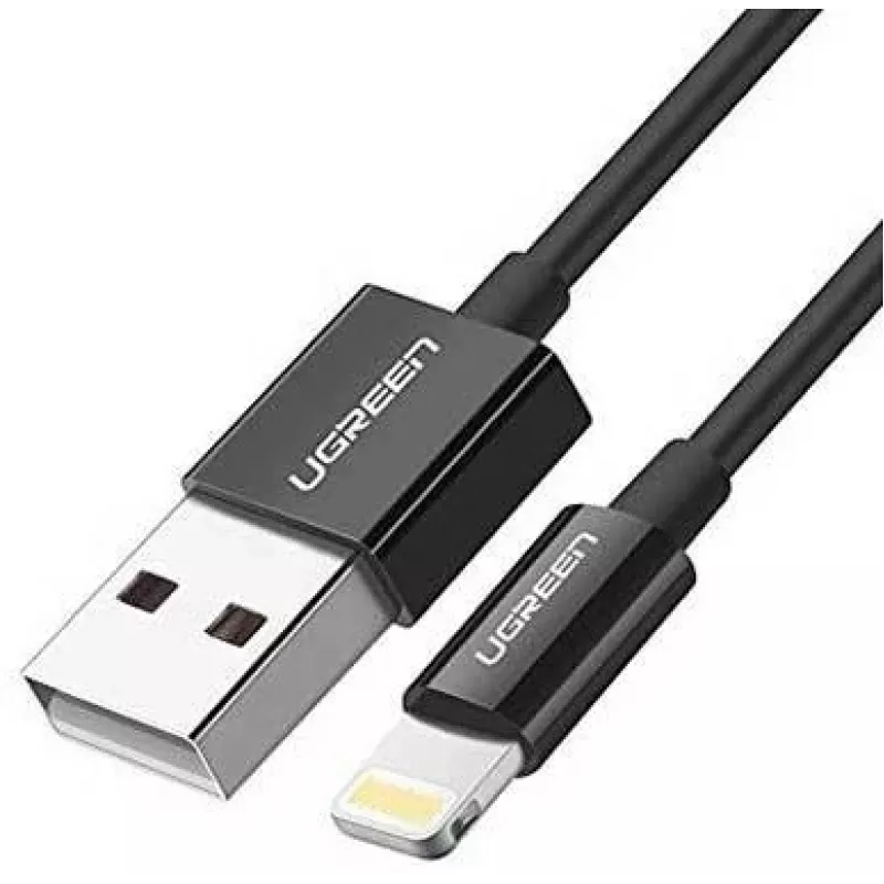 Cabo para telemóvel Ugreen 80823 US155 preto 2 m USB A Lightning