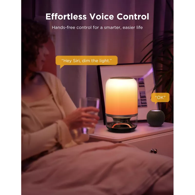 Candeeiro de mesa Govee H6020 Table Lamp 2 Pro Sound by JBL — RGBIC + branco quente, 600 lm, Wi-Fi e Bluetooth, 5200 mAh