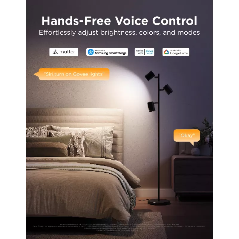 Candeeiro de pé Govee Tree Floor Lamp inteligente Wi-Fi/Bluetooth 72 W