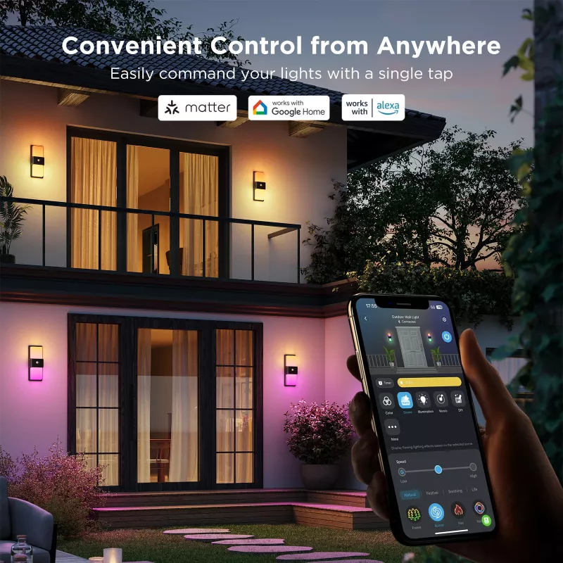 Aplique de parede exterior Govee H7078CD1 inteligente com mudança de cor RGB, controlo Wi-Fi/app