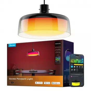 Lâmpada de teto inteligente Govee Pendant Light Wi‑Fi/Bluetooth, transparente, Ø300×H171 mm