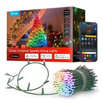 Fita de luzes de Natal LED Govee 20 m, iluminação decorativa para interior e exterior