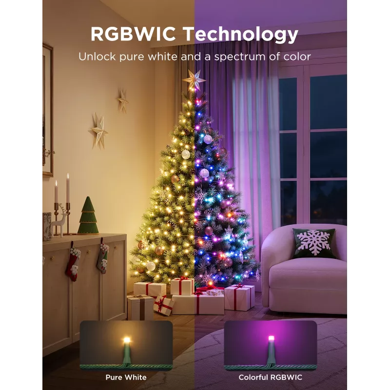 Fita de luzes de Natal LED Govee 20 m, iluminação decorativa para interior e exterior