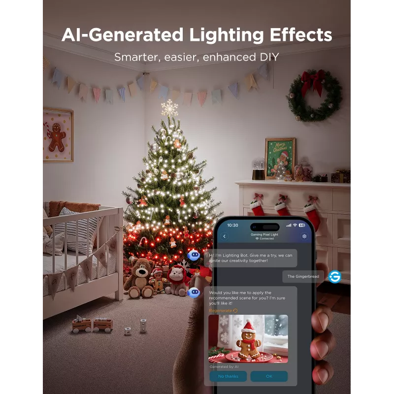 Fita de luzes de Natal LED Govee 20 m, iluminação decorativa para interior e exterior