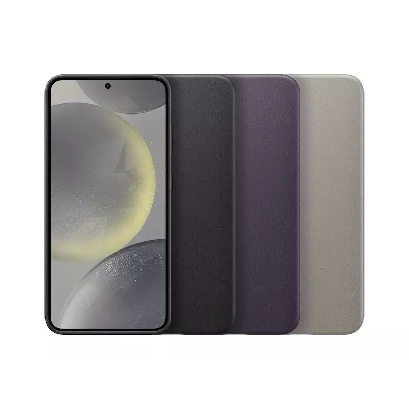 Capa para telemóvel Samsung Vegan Leather Case para Galaxy S24, pele PU, preto, para ecrã de 6,2 polegadas
