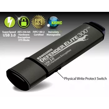 Kanguru Defender Elite 300 Pen Drive 256 GB USB Type-A 3.2 Gen 1 (3.1 Gen 1) Preto