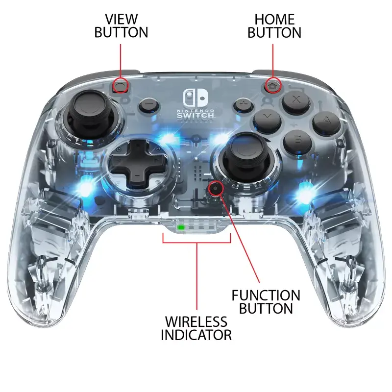PDP Afterglow Preto, Transparente Comando Analógico / Digital Nintendo Switch, Nintendo Switch Lite, Nintendo Switch OLED