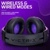 Headset VICTRIX Gambit Wireless — com fio & sem fios, 20–20000 Hz, cabo de 2 m, 301 g, preto/roxo