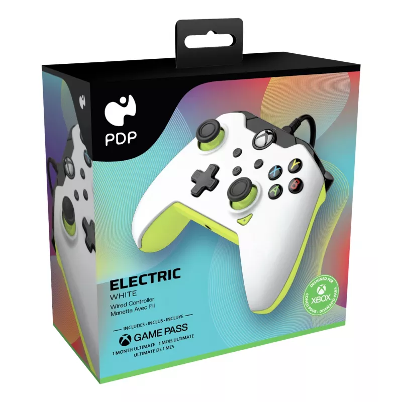 PDP Comando Com Fio: Electric White - Xbox Series X|S, Xbox One, Xbox, Windows 10/11