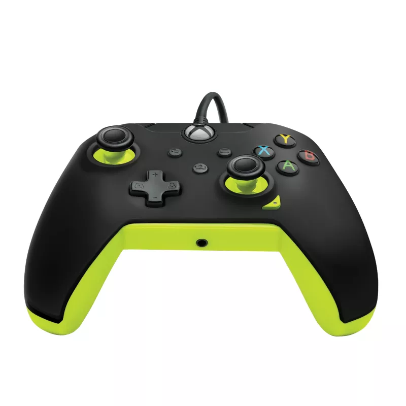 Comando PDP com fios Electric preto para Xbox Series X|S, Xbox One e Windows – USB-C, cabo de 2,43 m, D-Pad, botões Menu/Partilhar/Vista