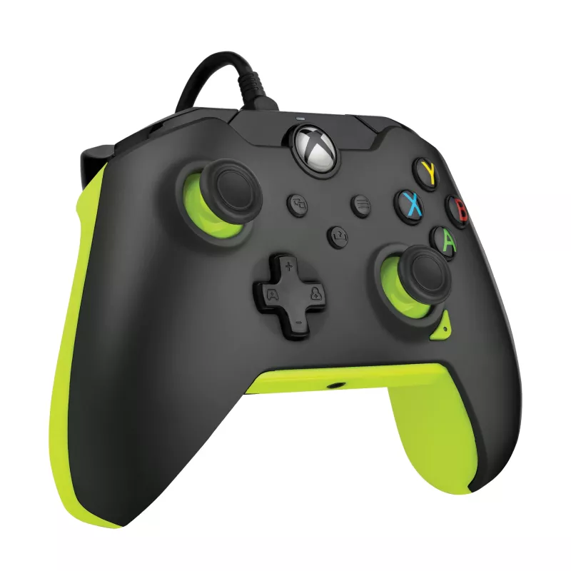 Comando PDP com fios Electric preto para Xbox Series X|S, Xbox One e Windows – USB-C, cabo de 2,43 m, D-Pad, botões Menu/Partilhar/Vista