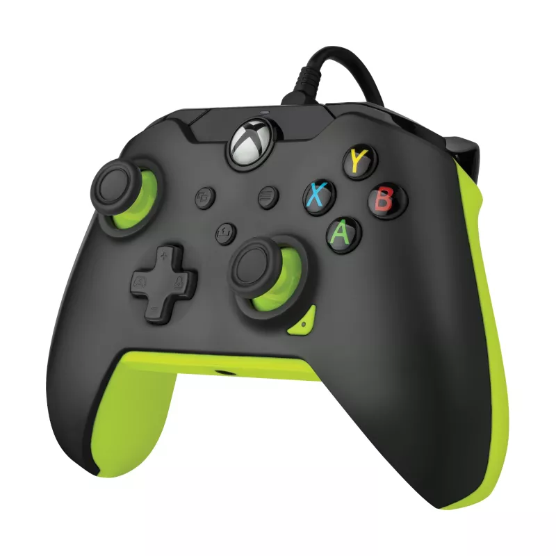 Comando PDP com fios Electric preto para Xbox Series X|S, Xbox One e Windows – USB-C, cabo de 2,43 m, D-Pad, botões Menu/Partilhar/Vista