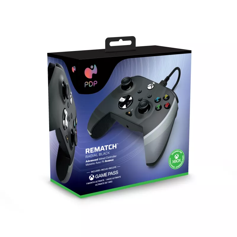 Comando PDP Rematch preto, branco USB analógico PC, Xbox One, Xbox Series S, Xbox Series X