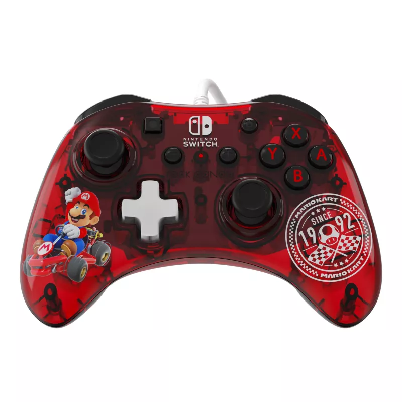 PDP Rock Candy: Mario Punch vermelho, comando USB transparente analógico/digital Nintendo Switch, Nintendo Switch Lite, Nintendo Switch OLED