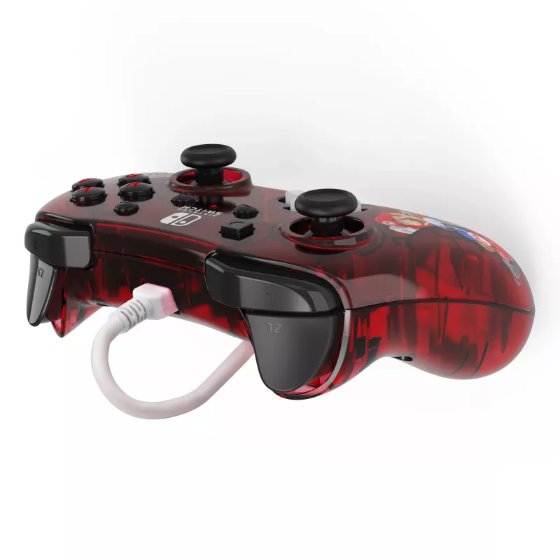 PDP Rock Candy: Mario Punch vermelho, comando USB transparente analógico/digital Nintendo Switch, Nintendo Switch Lite, Nintendo Switch OLED