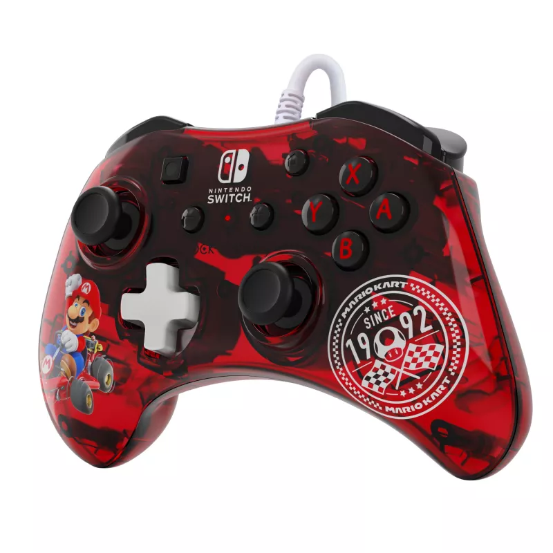 PDP Rock Candy: Mario Punch vermelho, comando USB transparente analógico/digital Nintendo Switch, Nintendo Switch Lite, Nintendo Switch OLED