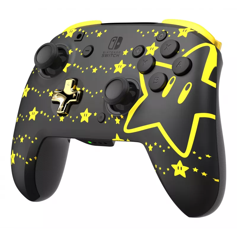 PDP REMATCH GLOW preto, amarelo comando analógico/digital Nintendo Switch, Nintendo Switch OLED
