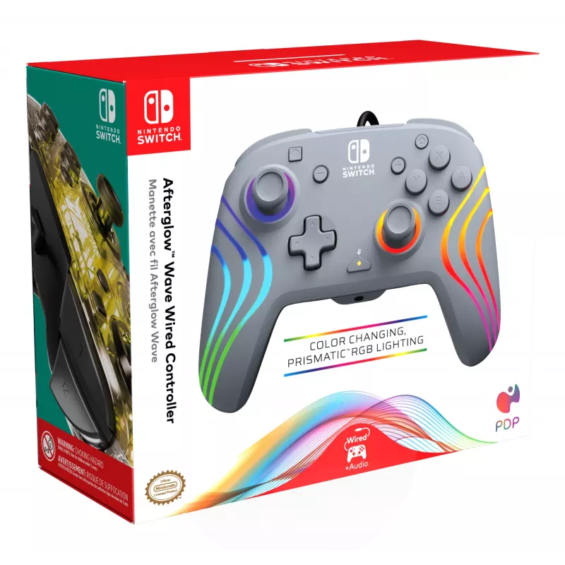 PDP Afterglow Wave cinzento USB comando analógico/digital Nintendo Switch, Nintendo Switch OLED