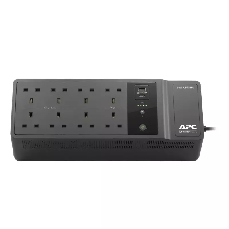 APC Back-UPS BE850G2-UK - 8 tomadas BS 1363, 850VA, 2 carregadores USB, 1 porta de dados USB