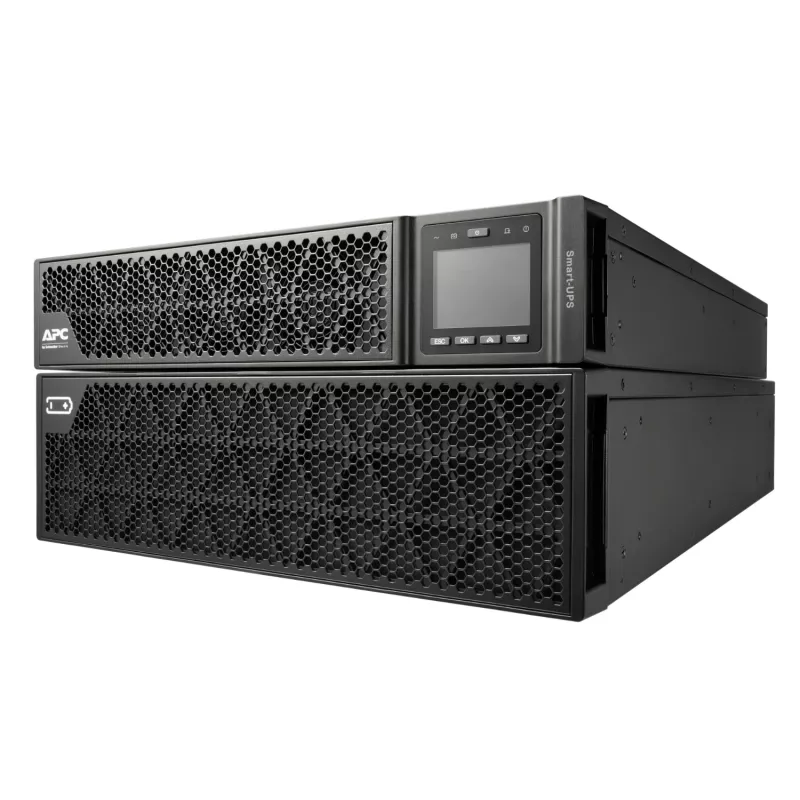APC Smart-UPS On-Line, 8 kVA/8 kW, rack/torre, 230 V, 2x IEC C13+1x IEC C19+cablagem fixa de 3 fios (H+N+E) saídas, placa de rede, sem kit de calhas